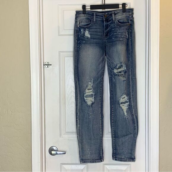 Judy Blue Boyfriend Fit Distressed Jeans Size 5/27 - Picture 1 of 10